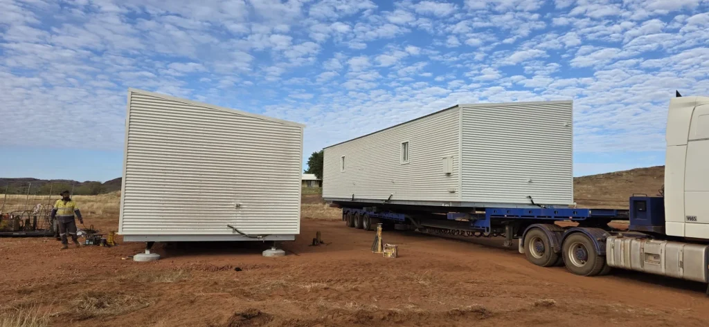 Transportable building modules delivered to a remote mine site by ALS International